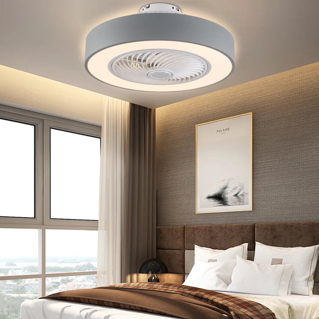 LuxxHomes  Black Modern Ceiling Ceiling Fan and Light