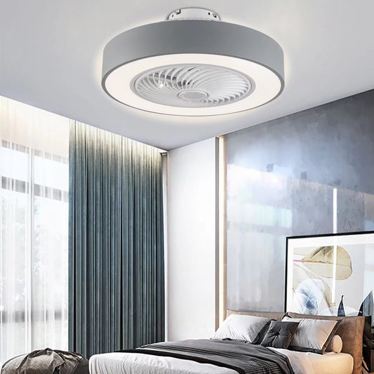 LuxxHomes  Black Modern Ceiling Ceiling Fan and Light