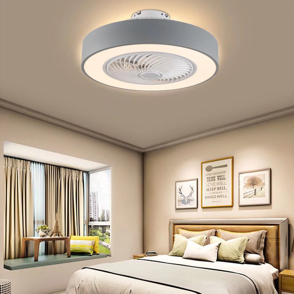 LuxxHomes  Black Modern Ceiling Ceiling Fan and Light