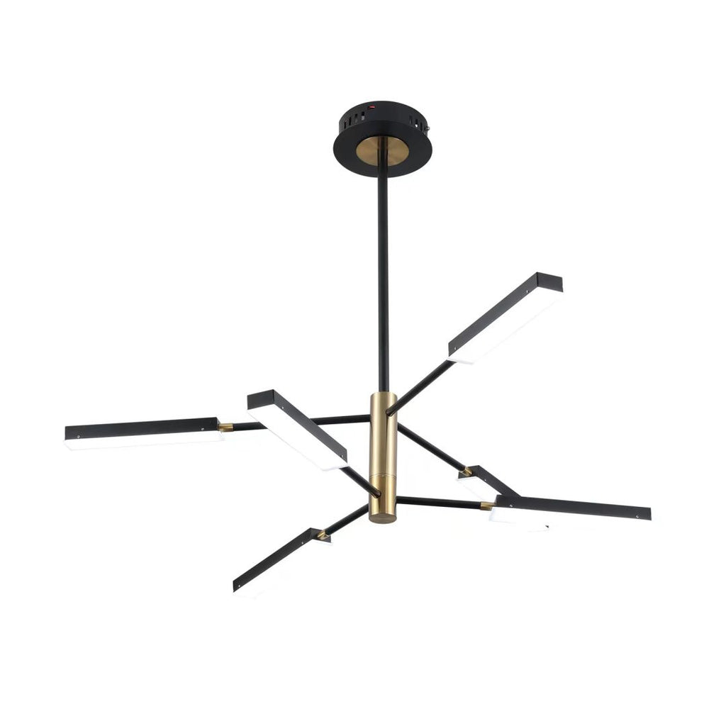 Asymmetric Black and Gold Six Light Ceiling Light