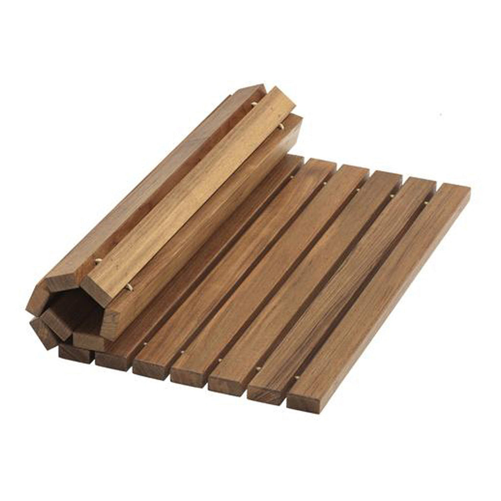 LuxxHomes  Designer Roll Up Genuine Teak 2' x 3' Mat