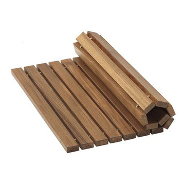 LuxxHomes  Designer Roll Up Genuine Teak 2' x 3' Mat