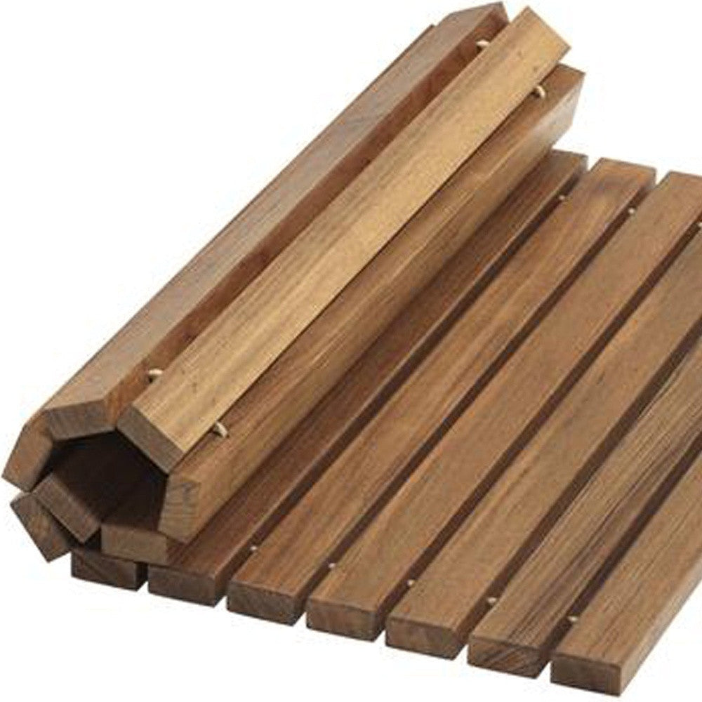 LuxxHomes  Designer Roll Up Genuine Teak 2' x 3' Mat