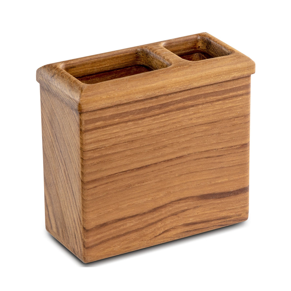 Traditional Solid Teak Rectangular Toothbrush Holder