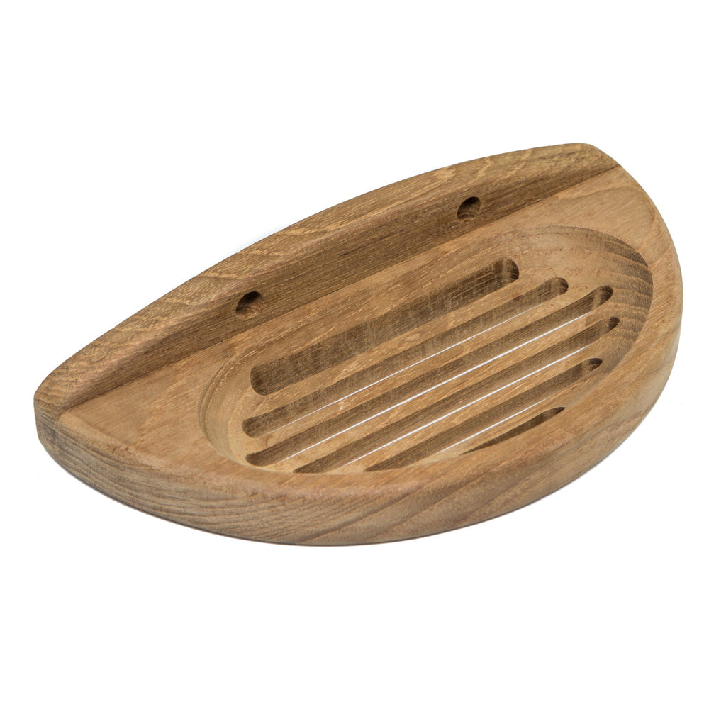 LuxxHomes  Traditional Solid Teak Wall Mount Oval Soap Dish