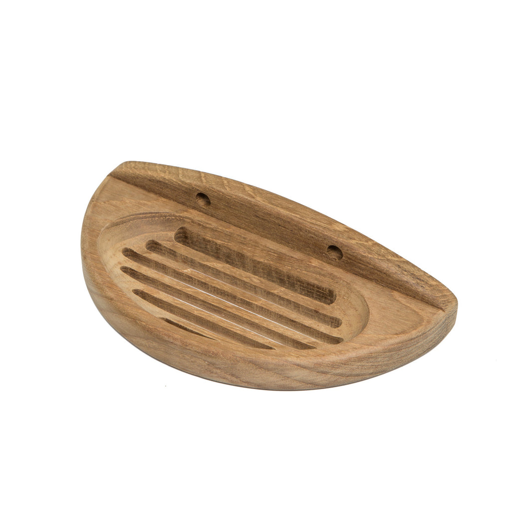 LuxxHomes  Traditional Solid Teak Wall Mount Oval Soap Dish