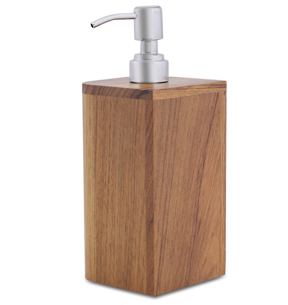 LuxxHomes  Designer Genuine Teak Soap Dispenser