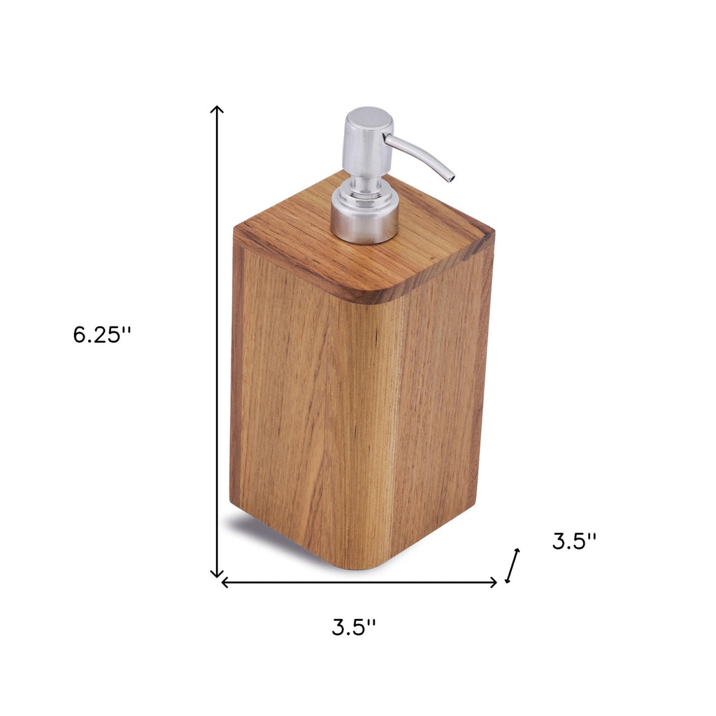 LuxxHomes  Designer Genuine Teak Soap Dispenser