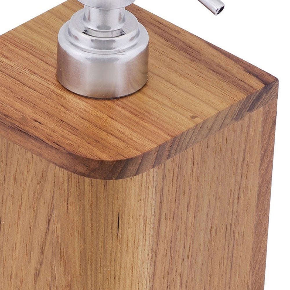 LuxxHomes  Designer Genuine Teak Soap Dispenser