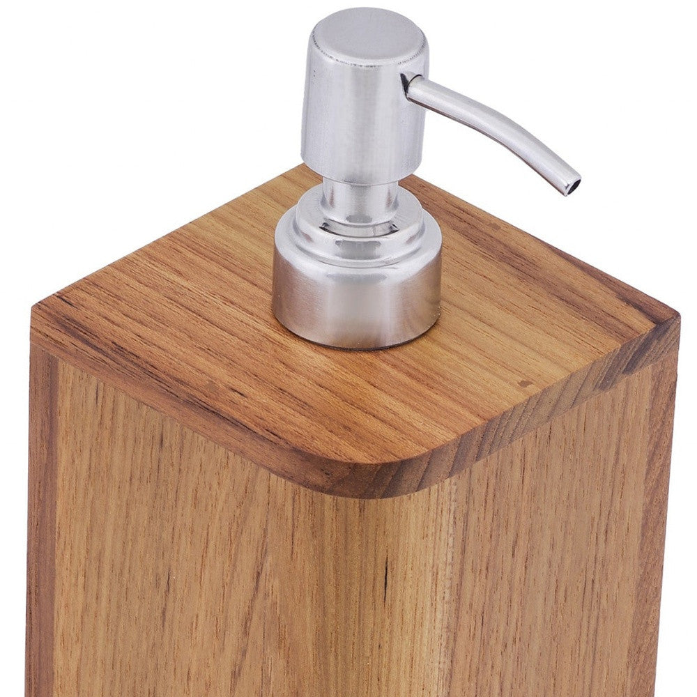 LuxxHomes  Designer Genuine Teak Soap Dispenser