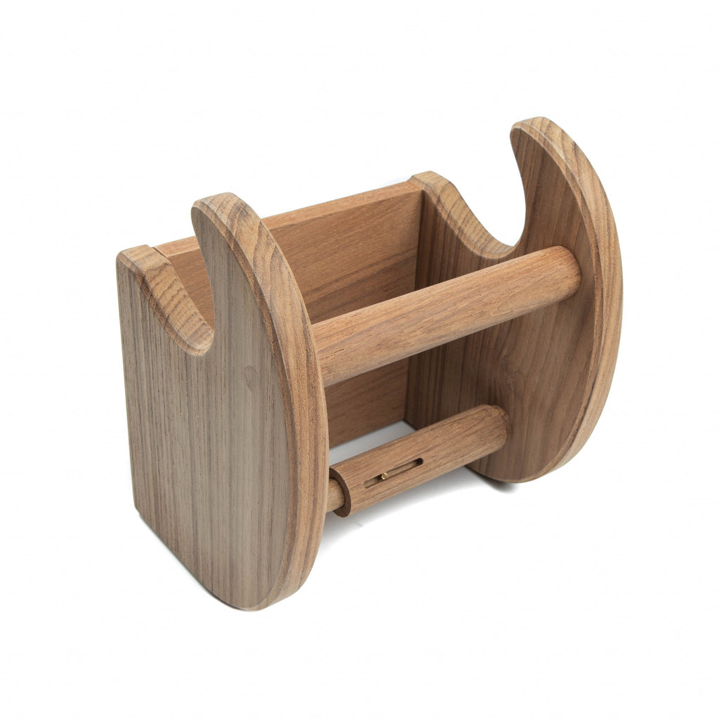 LuxxHomes  Traditional Solid Teak Magazine and Toilet Paper Holder