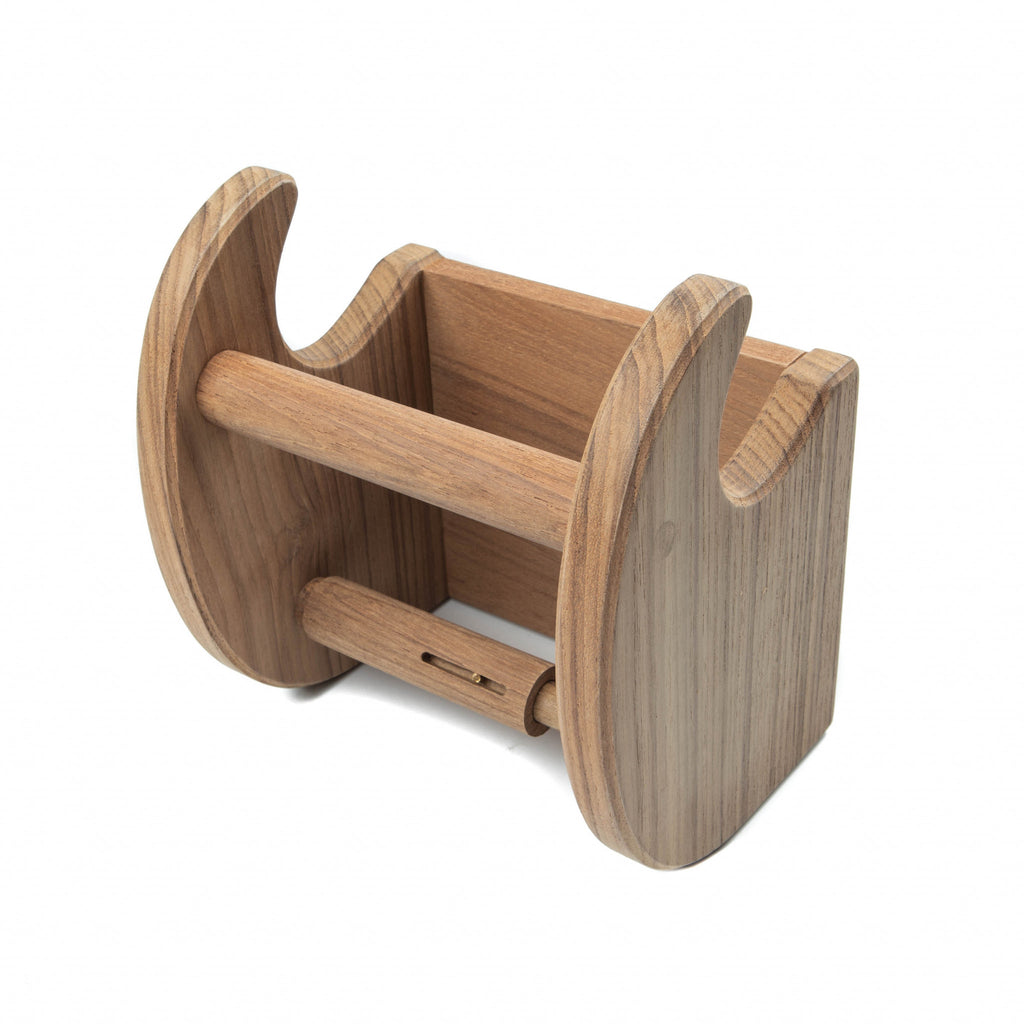 LuxxHomes  Traditional Solid Teak Magazine and Toilet Paper Holder