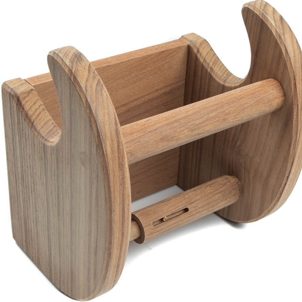 LuxxHomes  Traditional Solid Teak Magazine and Toilet Paper Holder