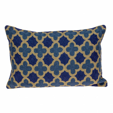 12" X 20" Blue Cotton Throw Pillow