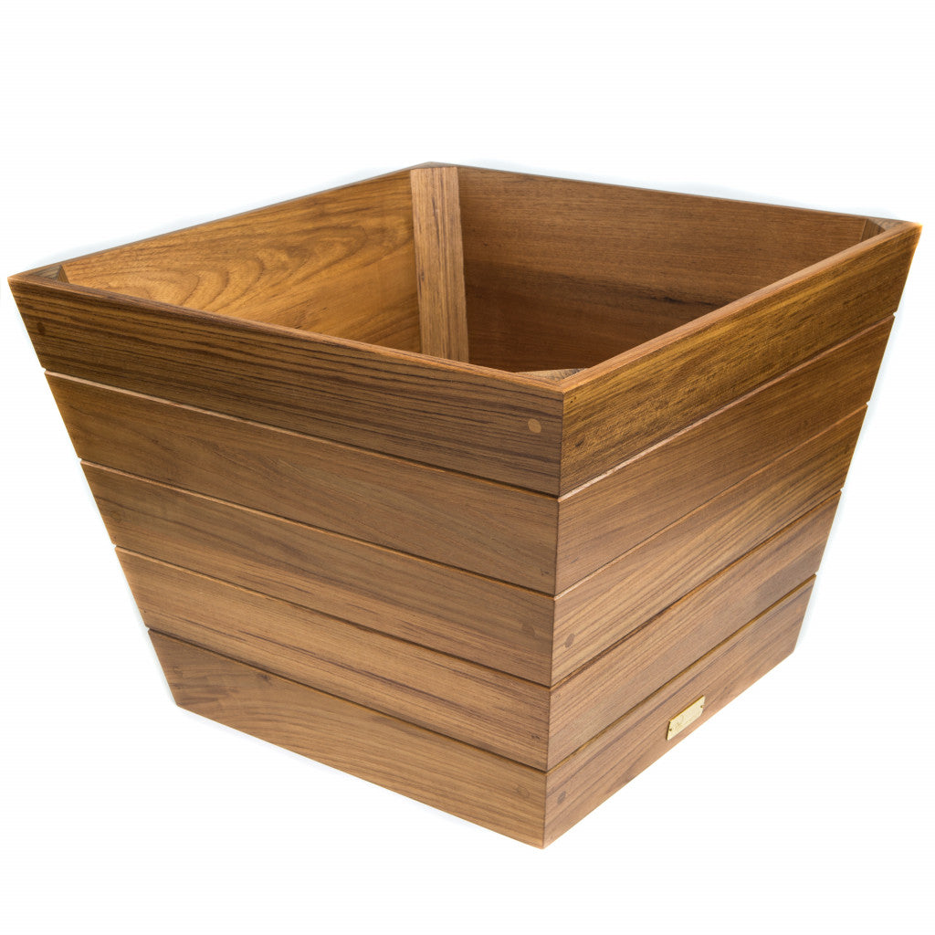 LuxxHomes  19" Brown Wood Indoor Outdoor Square Planter Box