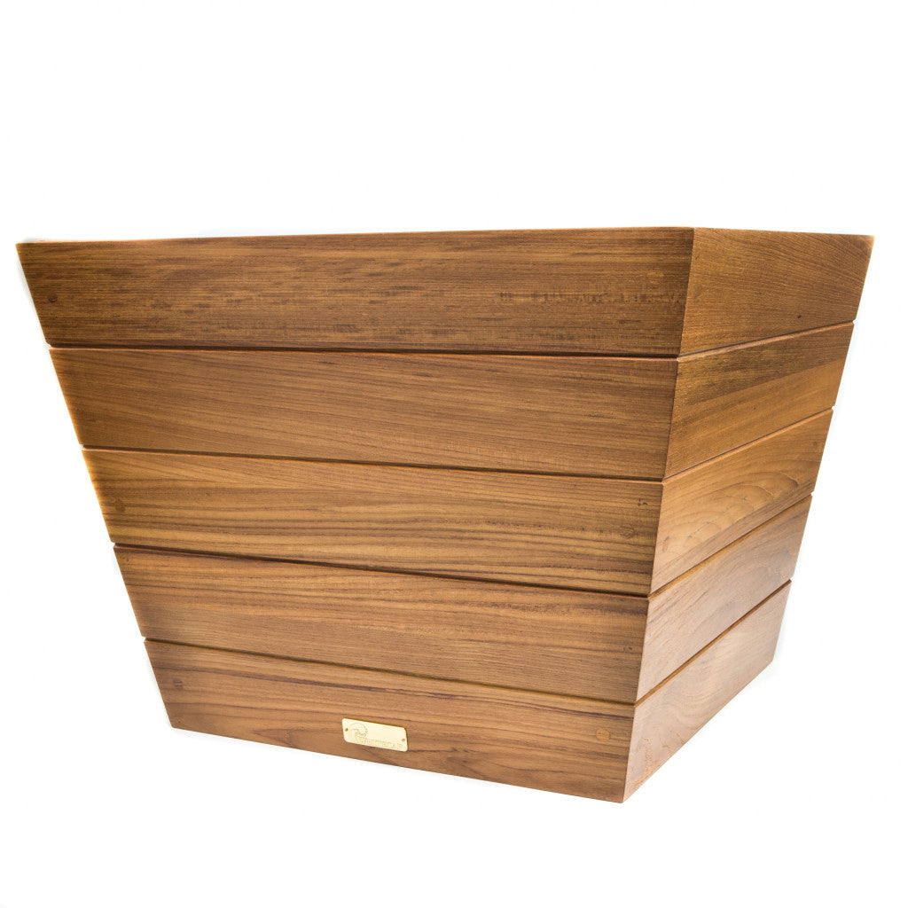 LuxxHomes  19" Brown Wood Indoor Outdoor Square Planter Box