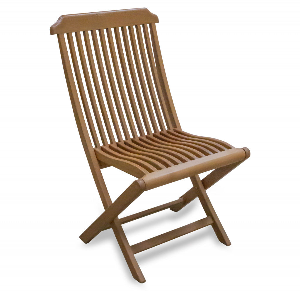 LuxxHomes  24" Brown Solid Wood Indoor Outdoor Deck Chair