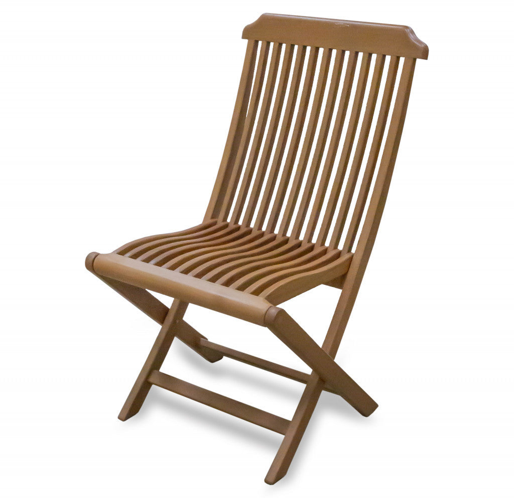 LuxxHomes  24" Brown Solid Wood Indoor Outdoor Deck Chair