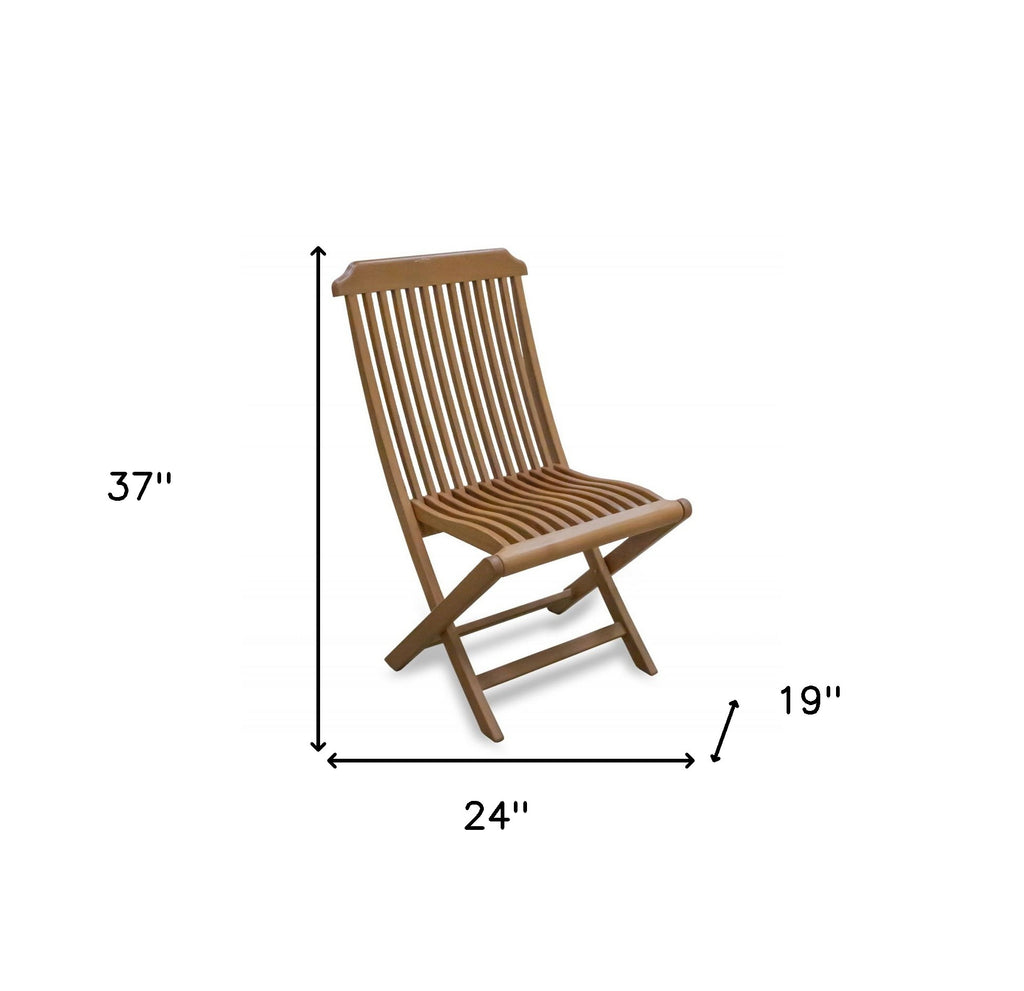 LuxxHomes  24" Brown Solid Wood Indoor Outdoor Deck Chair