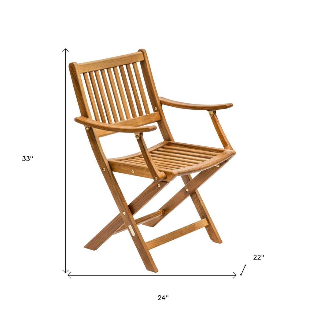 24" Brown Solid Wood Indoor Outdoor Deck Chair