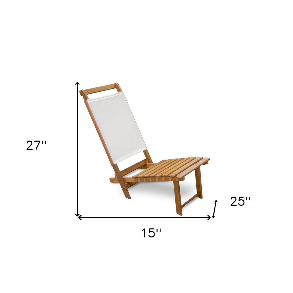 LuxxHomes  15" Brown and Natural Wood Solid Wood Outdoor Deck Chair