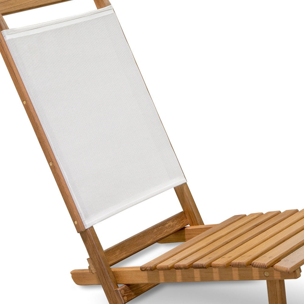 LuxxHomes  15" Brown and Natural Wood Solid Wood Outdoor Deck Chair