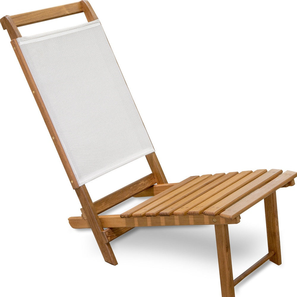 LuxxHomes  15" Brown and Natural Wood Solid Wood Outdoor Deck Chair