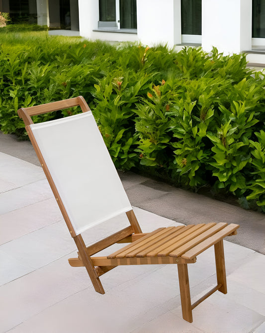 LuxxHomes  15" Brown and Natural Wood Solid Wood Outdoor Deck Chair