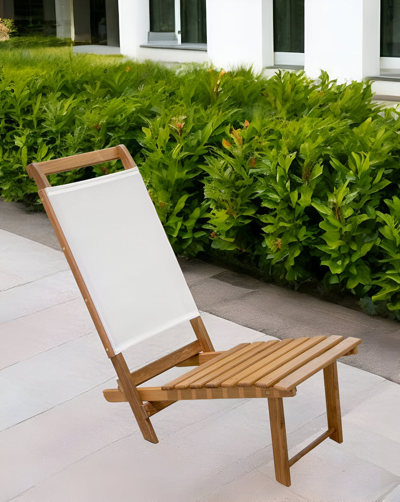 LuxxHomes  15" Brown and Natural Wood Solid Wood Outdoor Deck Chair