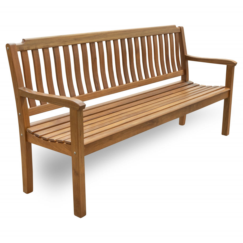 LuxxHomes  72" Teak Solid Wood Garden Bench