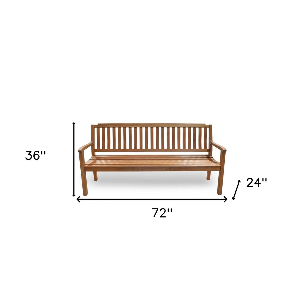 LuxxHomes  72" Teak Solid Wood Garden Bench