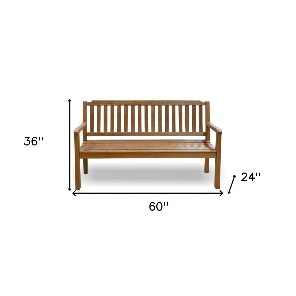 LuxxHomes  60" Teak Solid Wood Garden Bench