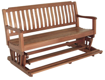 LuxxHomes  60" Brown Solid Teak Outdoor Glider Bench