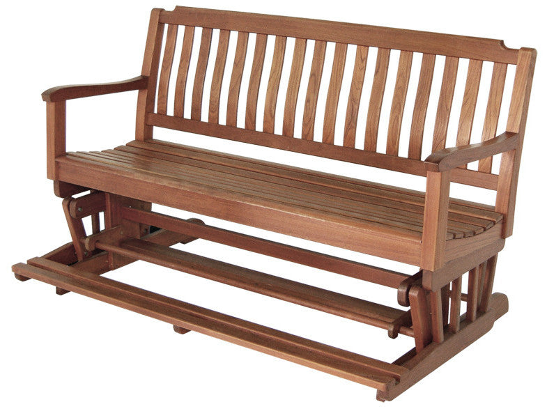 LuxxHomes  60" Brown Solid Teak Outdoor Glider Bench