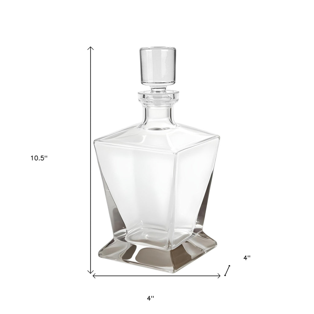 LuxxHomes  34 oz. Clear Mouth Blown Crystal Glass Liquor Decanter