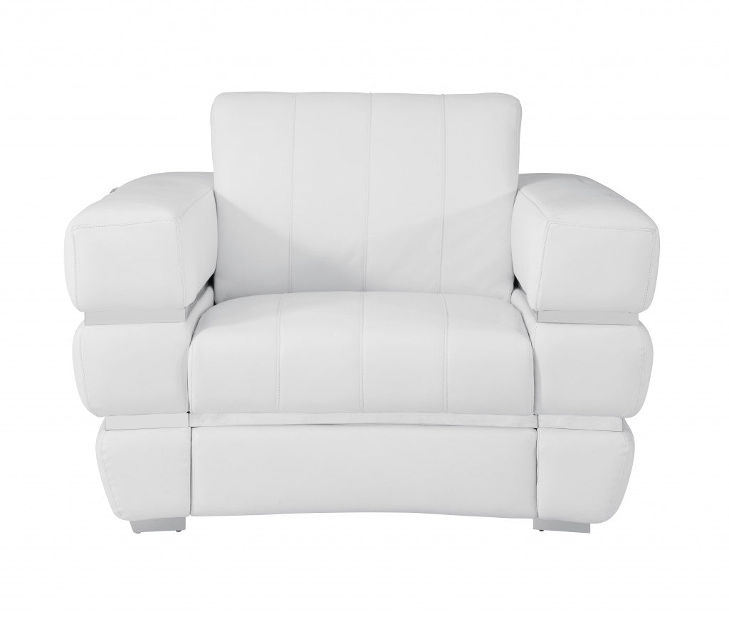 LuxxHomes  Three Piece Indoor White Italian Leather Six Person Seating Set