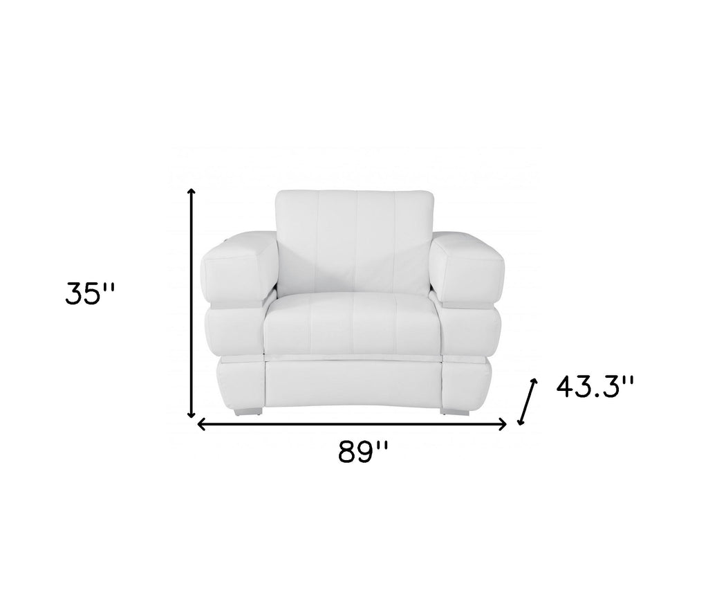 LuxxHomes  Three Piece Indoor White Italian Leather Six Person Seating Set