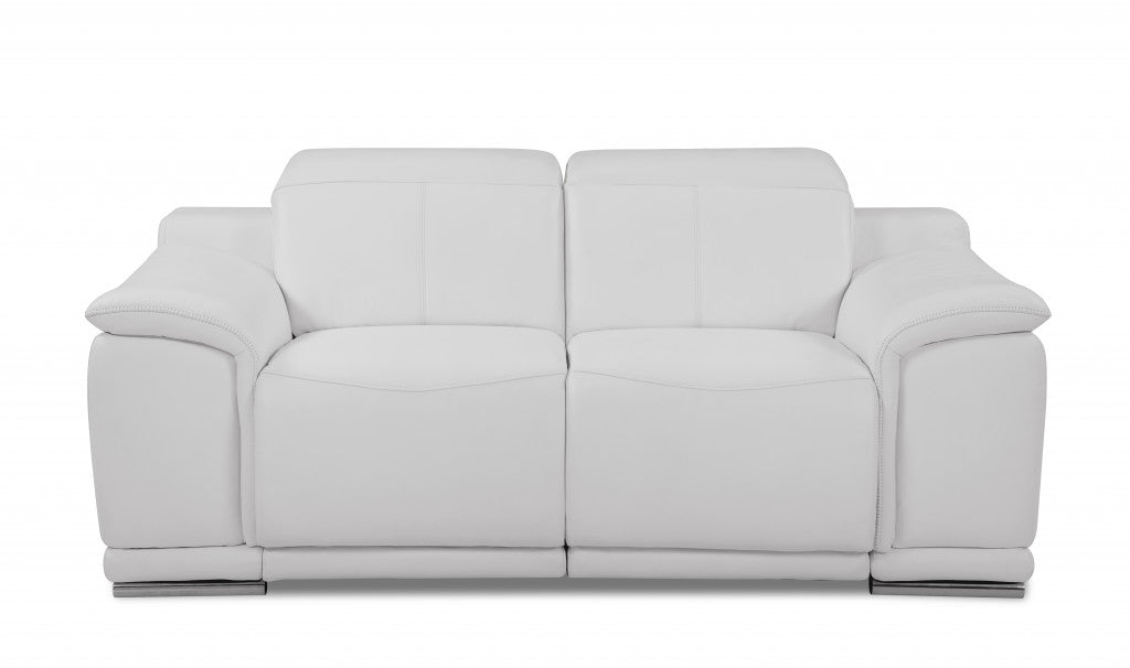 Three Piece Indoor White Italian Leather Six Person Seating Set