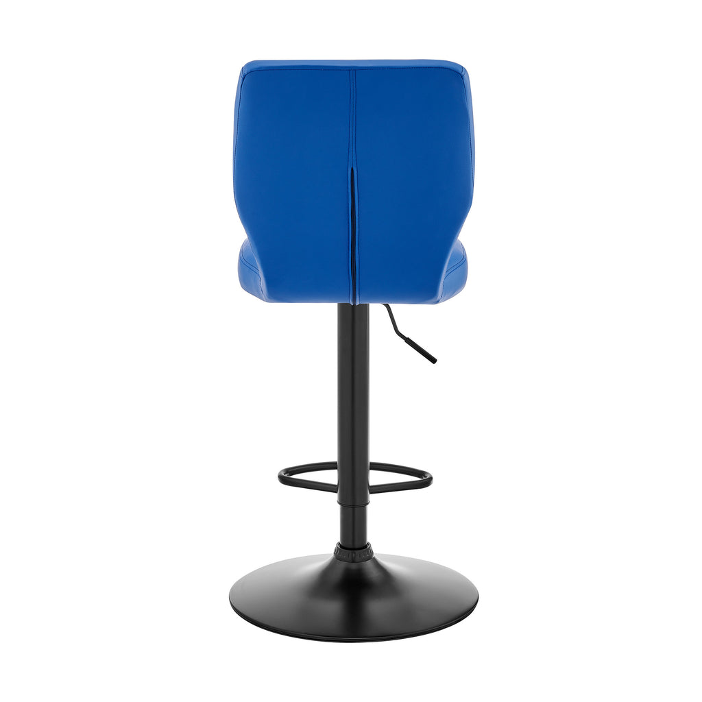 25" Blue And Black Iron Swivel Adjustable Height Bar Chair