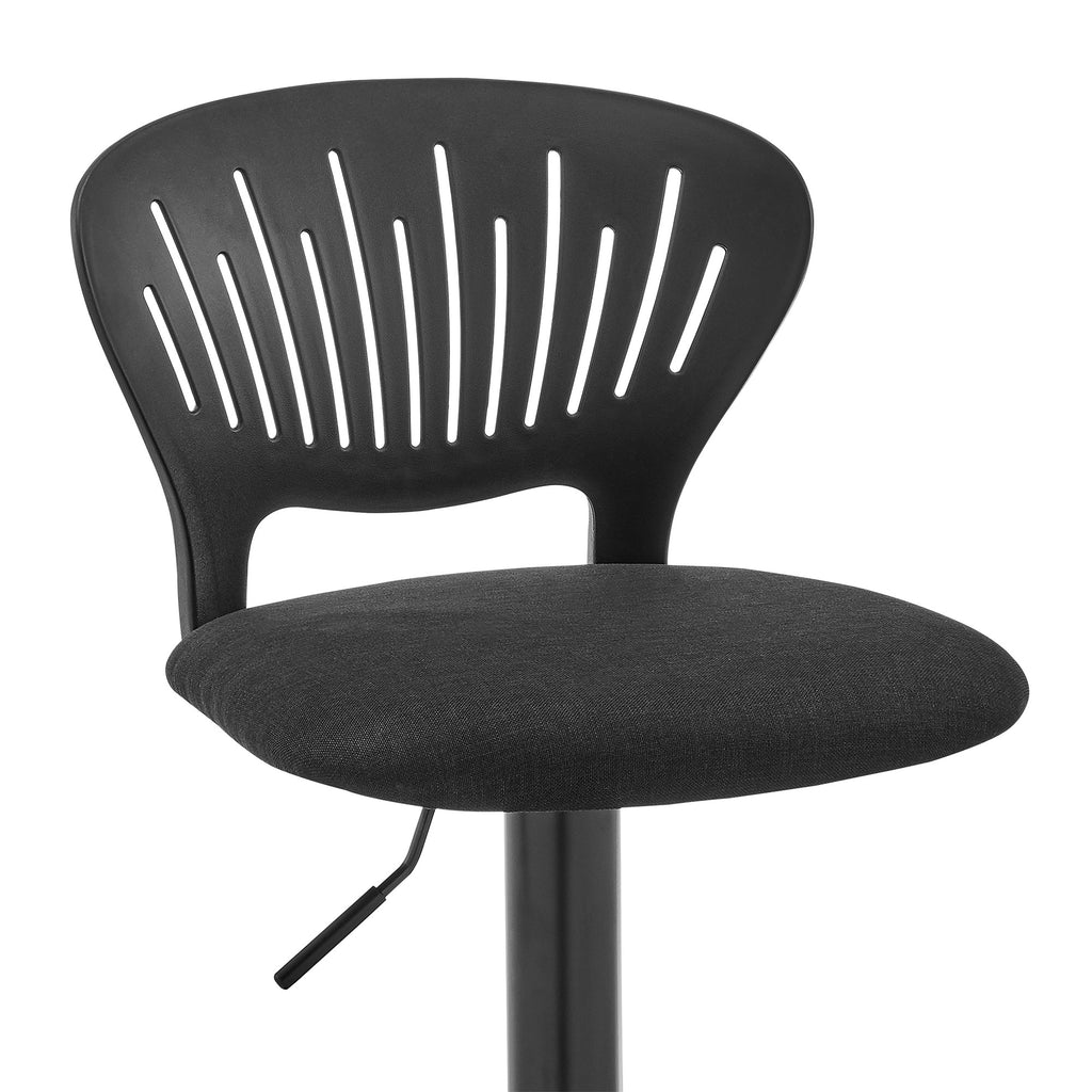 23" Black Iron Swivel Low Back Adjustable Height Bar Chair