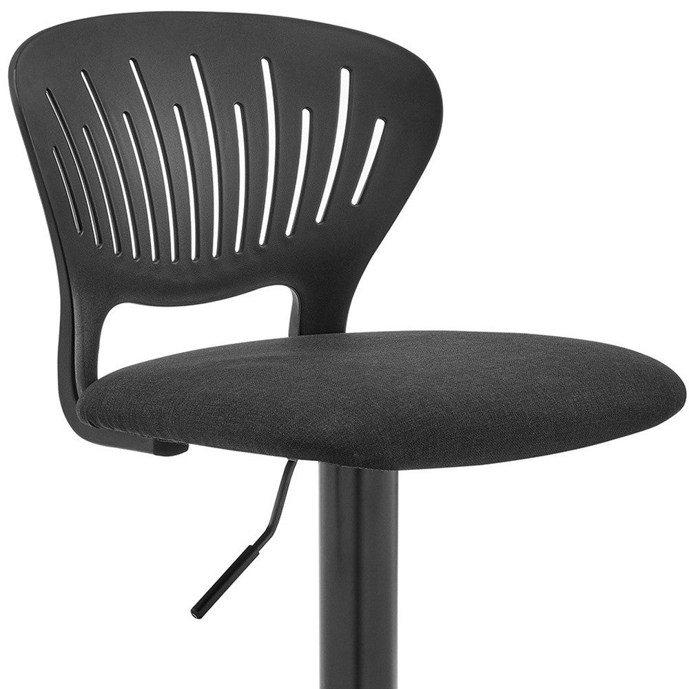 23" Black Iron Swivel Low Back Adjustable Height Bar Chair