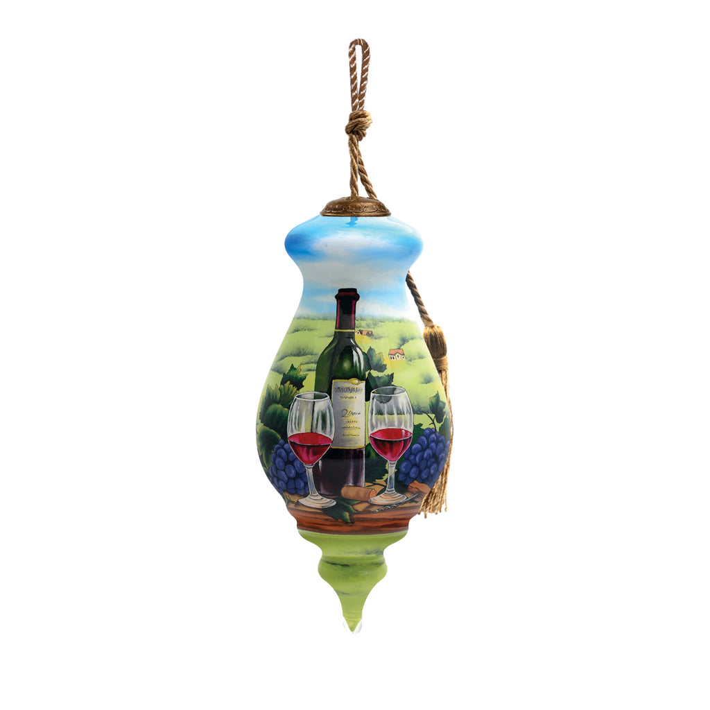 A day at the Vineyard Hand Painted Mouth Blown Glass Ornament