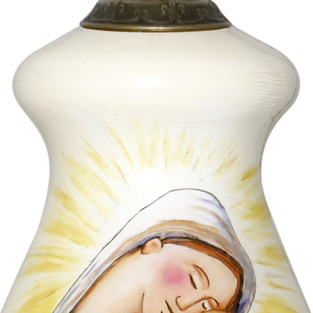 LuxxHomes  Mother Mary with Baby Hand Painted Mouth Blown Glass Ornament