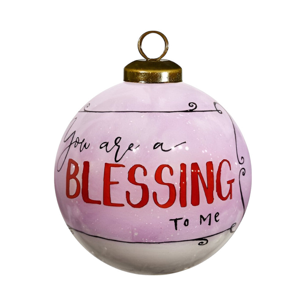 Snowman You Are a Blessing To Me Hand Painted Mouth Blown Glass Ornament