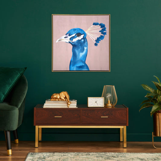 Peacock Portrait Gold Floater Frame p-Oxybis(benzenesulfonyl hydrazide) Wall Art