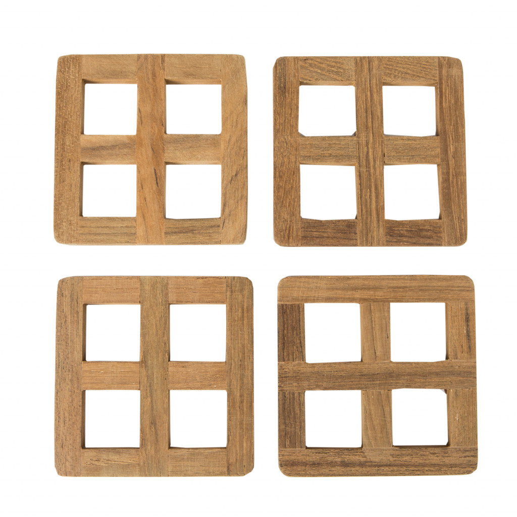 set of four 3.00 " Square Wood Coaster