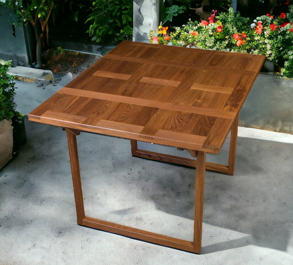 45" Brown Solid Wood Folding Outdoor Side Table