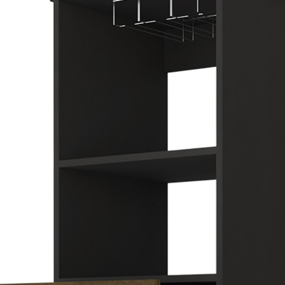 18" Black Bar Cabinet With Two Drawers