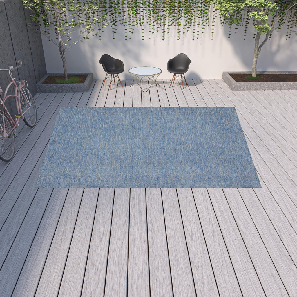 10' X 14' Blue And Grey Striped Non Skid Indoor Outdoor Area Rug