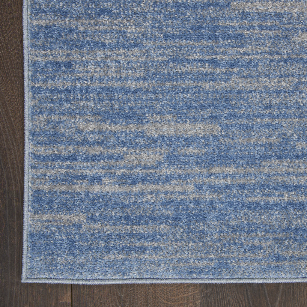 2' X 10' Blue And Grey Striped Non Skid Indoor Outdoor Runner Rug